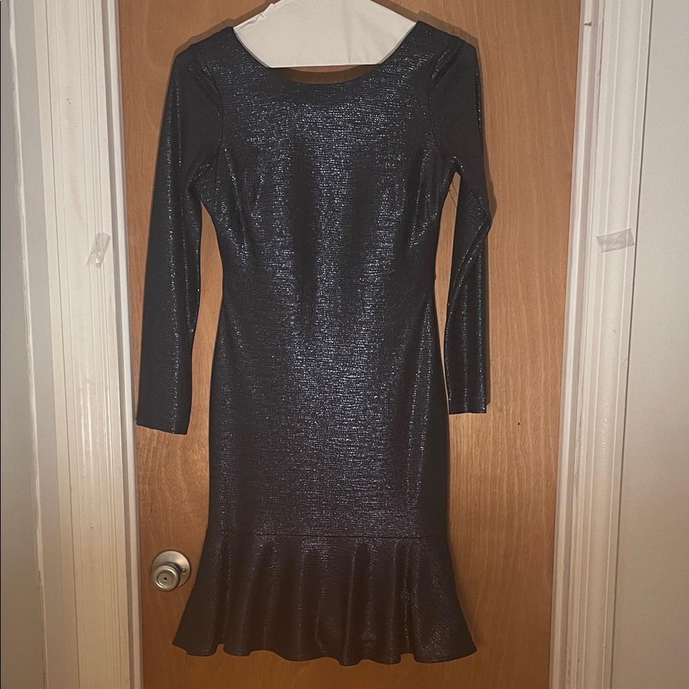 Night Way Collections Shimmering Black Long Sleeve Dress